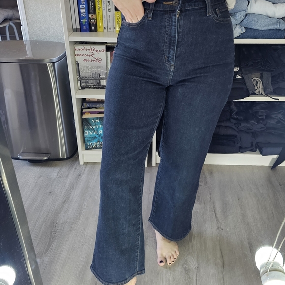Uniqlo wide cropped dark navy denim jeans - Picture 7 of 7